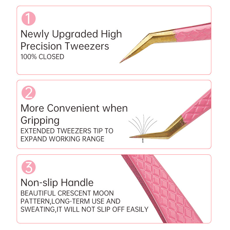 1db szempilla csipesz szempillahosszabbító kellékek rózsaszín rozsdamentes acél szemöldökcsipesz nagy pontosságú csipesz smink eszköz tartozékok