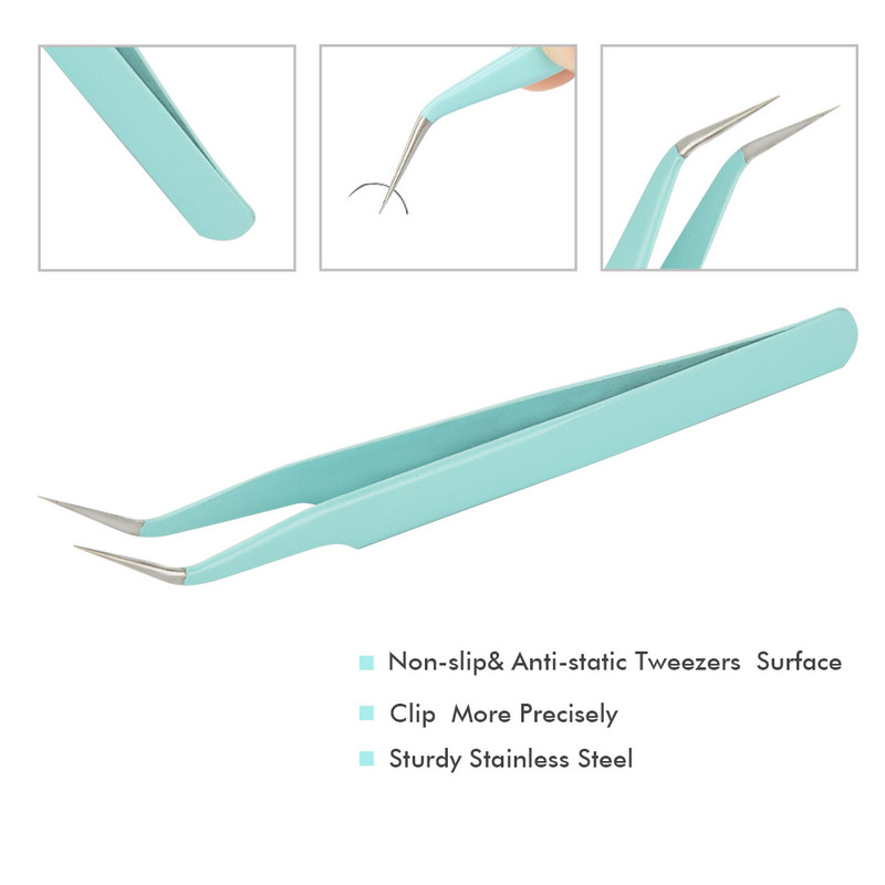 Professionaalne ripsmete pintsettide komplekt ripsmete pikendamiseks Gold Decor Antistaatiline kulmupintsetid ripsmete pikendamiseks mõeldud meigitööriist