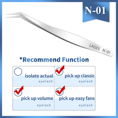 LAGEE professionaalsed ripsmepikenduspintsetid 3D Mink Volume Fan Lashes kumerad sirged klambriga pinceti roostevabast terasest meigitööriistad