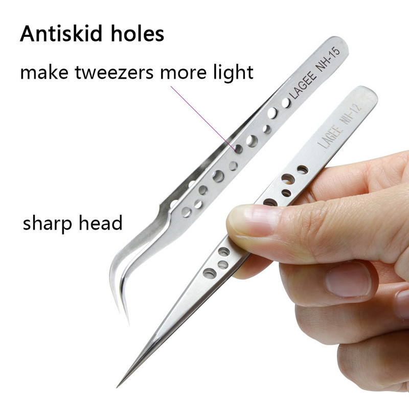 LAGEE professionaalsed ripsmepikenduspintsetid 3D Mink Volume Fan Lashes kumerad sirged klambriga pinceti roostevabast terasest meigitööriistad