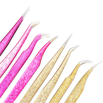 Eyelash Tweezer Ice Flower Αντιστατικό τσιμπιδάκι από ανοξείδωτο ατσάλι μη μαγνητικό μοσχεύματα 3D καλλιτεχνικά εργαλεία μακιγιάζ για επέκταση βλεφαρίδων