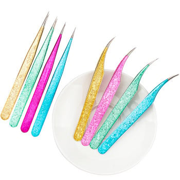 Eyelash Tweezer Ice Flower Αντιστατικό τσιμπιδάκι από ανοξείδωτο ατσάλι μη μαγνητικό μοσχεύματα 3D καλλιτεχνικά εργαλεία μακιγιάζ για επέκταση βλεφαρίδων