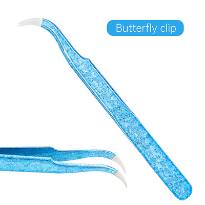 Pensetă pentru gene Floare de gheață Anti-statică din oțel inoxidabil Pensetă nemagnetică Altoire 3D Extensie artistică pentru gene Instrumente de machiaj