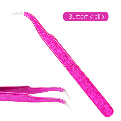 Pensetă pentru gene Floare de gheață Anti-statică din oțel inoxidabil Pensetă nemagnetică Altoire 3D Extensie artistică pentru gene Instrumente de machiaj