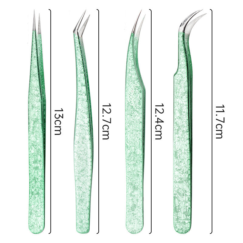 Pensetă pentru gene Floare de gheață Anti-statică din oțel inoxidabil Pensetă nemagnetică Altoire 3D Extensie artistică pentru gene Instrumente de machiaj