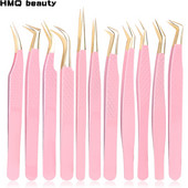 Pinceta za nadogradnju trepavica Nemagnetska pinceta od nehrđajućeg čelika, pinceta za obrve, 3D ventilator za volumen, antistatički, precizni alati za šminkanje