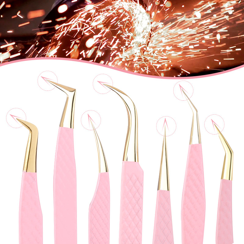 Pinceta za nadogradnju trepavica Nemagnetska pinceta od nehrđajućeg čelika, pinceta za obrve, 3D ventilator za volumen, antistatički, precizni alati za šminkanje