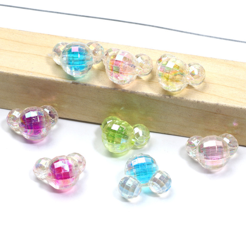 Ακρυλικές χάντρες 13x16 mm 20 τμχ Πολύχρωμες διαφανείς πλευρές κινουμένων σχεδίων τρισδιάστατες χάντρες με κεφαλές ποντικιού για κοσμήματα Αξεσουάρ DIY