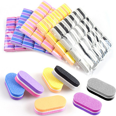 50/20 vnt. „Dounle Color“ mini nagų kempinės dildės buferinis blokas, ovalo formos poliravimo šlifavimo nagų dildė, pedikiūro manikiūro lakavimo įrankiai #9
