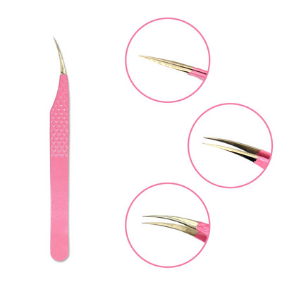 Τσιμπιδάκι βλεφαρίδων από ανοξείδωτο ατσάλι Professional για επέκταση βλεφαρίδων Χρυσό ντεκόρ Αντιστατικό τσιμπιδάκι φρυδιών Επέκταση βλεφαρίδων