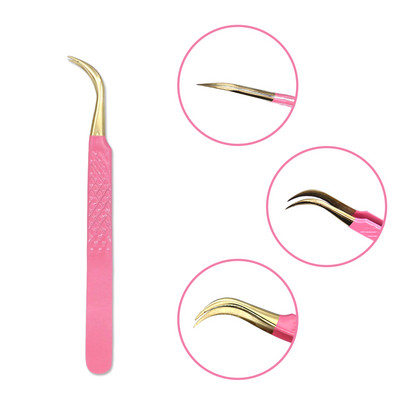 Τσιμπιδάκι βλεφαρίδων από ανοξείδωτο ατσάλι Professional για επέκταση βλεφαρίδων Χρυσό ντεκόρ Αντιστατικό τσιμπιδάκι φρυδιών Επέκταση βλεφαρίδων