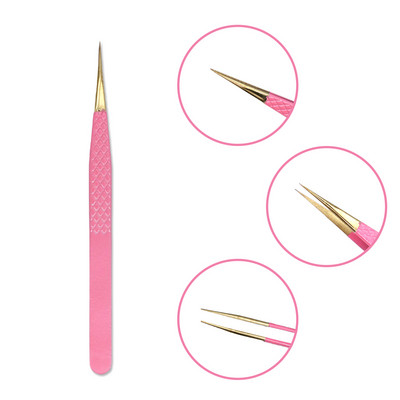 Τσιμπιδάκι βλεφαρίδων από ανοξείδωτο ατσάλι Professional για επέκταση βλεφαρίδων Χρυσό ντεκόρ Αντιστατικό τσιμπιδάκι φρυδιών Επέκταση βλεφαρίδων