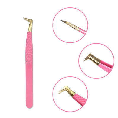 Τσιμπιδάκι βλεφαρίδων από ανοξείδωτο ατσάλι Professional για επέκταση βλεφαρίδων Χρυσό ντεκόρ Αντιστατικό τσιμπιδάκι φρυδιών Επέκταση βλεφαρίδων