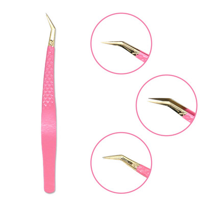 Τσιμπιδάκι βλεφαρίδων από ανοξείδωτο ατσάλι Professional για επέκταση βλεφαρίδων Χρυσό ντεκόρ Αντιστατικό τσιμπιδάκι φρυδιών Επέκταση βλεφαρίδων