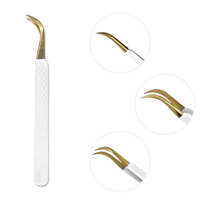 Τσιμπιδάκι βλεφαρίδων από ανοξείδωτο ατσάλι Professional για επέκταση βλεφαρίδων Χρυσό ντεκόρ Αντιστατικό τσιμπιδάκι φρυδιών Επέκταση βλεφαρίδων