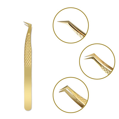 Τσιμπιδάκι βλεφαρίδων από ανοξείδωτο ατσάλι Professional για επέκταση βλεφαρίδων Χρυσό ντεκόρ Αντιστατικό τσιμπιδάκι φρυδιών Επέκταση βλεφαρίδων