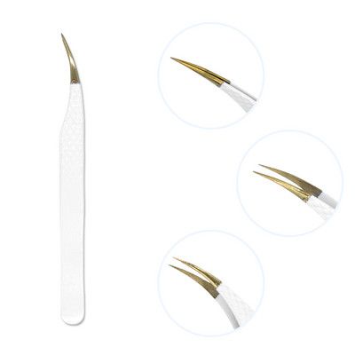 Τσιμπιδάκι βλεφαρίδων από ανοξείδωτο ατσάλι Professional για επέκταση βλεφαρίδων Χρυσό ντεκόρ Αντιστατικό τσιμπιδάκι φρυδιών Επέκταση βλεφαρίδων