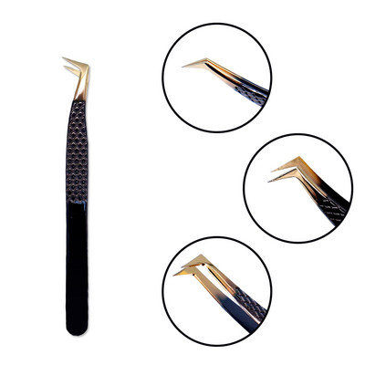 Τσιμπιδάκι βλεφαρίδων από ανοξείδωτο ατσάλι Professional για επέκταση βλεφαρίδων Χρυσό ντεκόρ Αντιστατικό τσιμπιδάκι φρυδιών Επέκταση βλεφαρίδων