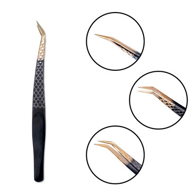 Τσιμπιδάκι βλεφαρίδων από ανοξείδωτο ατσάλι Professional για επέκταση βλεφαρίδων Χρυσό ντεκόρ Αντιστατικό τσιμπιδάκι φρυδιών Επέκταση βλεφαρίδων