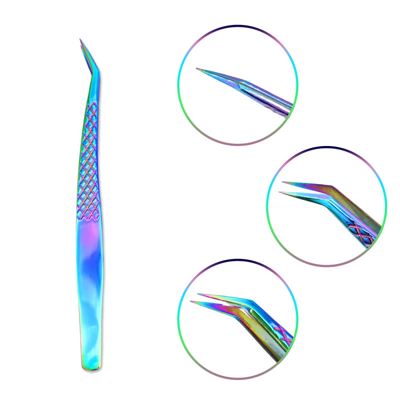 Τσιμπιδάκι βλεφαρίδων από ανοξείδωτο ατσάλι Professional για επέκταση βλεφαρίδων Χρυσό ντεκόρ Αντιστατικό τσιμπιδάκι φρυδιών Επέκταση βλεφαρίδων