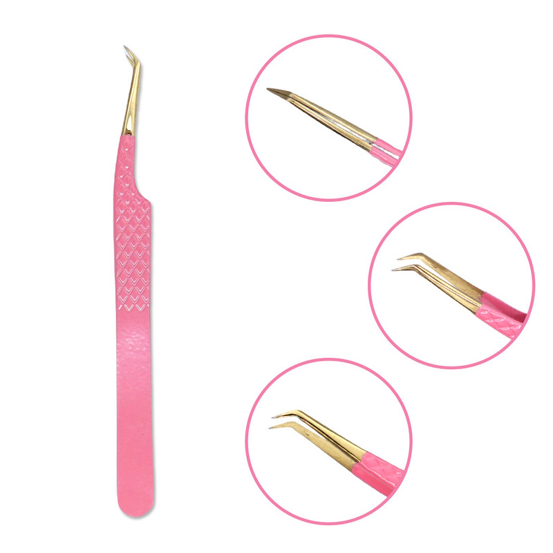 Τσιμπιδάκι βλεφαρίδων από ανοξείδωτο ατσάλι Professional για επέκταση βλεφαρίδων Χρυσό ντεκόρ Αντιστατικό τσιμπιδάκι φρυδιών Επέκταση βλεφαρίδων
