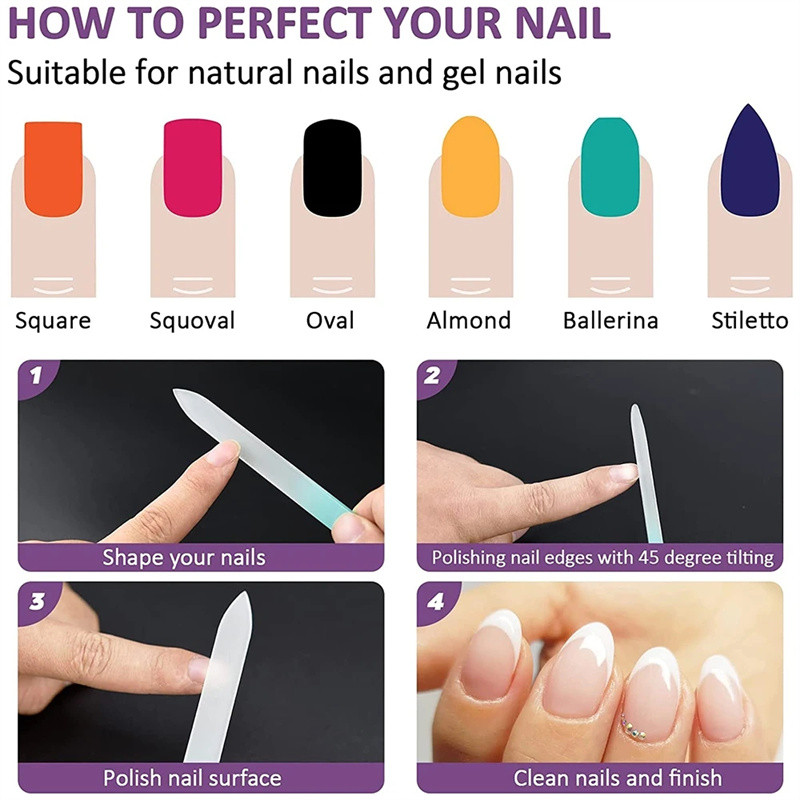 1kom Kristalne staklene turpije za nokte Profesionalne brusne turpije za poliranje Gradient Rainbow turpije za nokte Oprema za brušenje Alati za manikuru