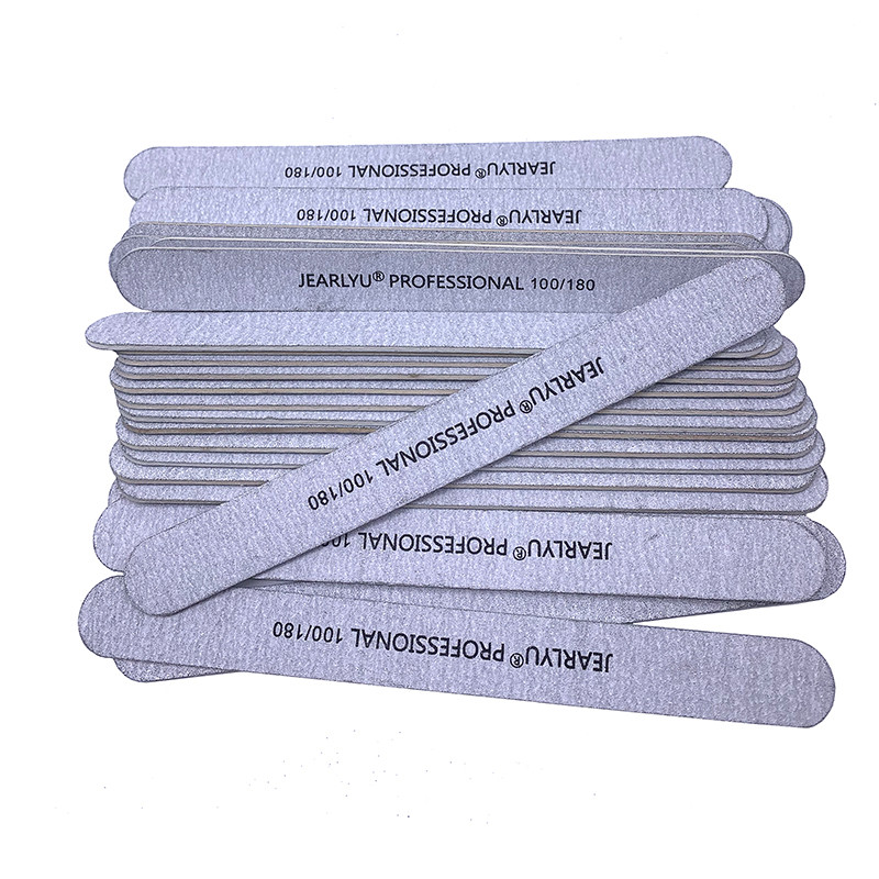 10 τεμ./παρτίδα Γκρι ξύλινα νύχια Λίμα λείανσης Επαγγελματικά αξεσουάρ 100/180 Grit Lime A Ongle Manicure Pedicure Washable Art Tools