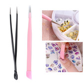 Επαγγελματικό τσιμπιδάκι νυχιών με δύο κεφαλές Αιχμηρό ίσιο τσιμπιδάκι σιλικόνης για διακόσμηση με αυτοκόλλητα Εργαλεία μανικιούρ BESN01-02