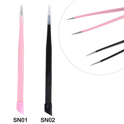Επαγγελματικό τσιμπιδάκι νυχιών με δύο κεφαλές Αιχμηρό ίσιο τσιμπιδάκι σιλικόνης για διακόσμηση με αυτοκόλλητα Εργαλεία μανικιούρ BESN01-02