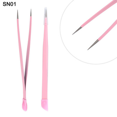 Επαγγελματικό τσιμπιδάκι νυχιών με δύο κεφαλές Αιχμηρό ίσιο τσιμπιδάκι σιλικόνης για διακόσμηση με αυτοκόλλητα Εργαλεία μανικιούρ BESN01-02