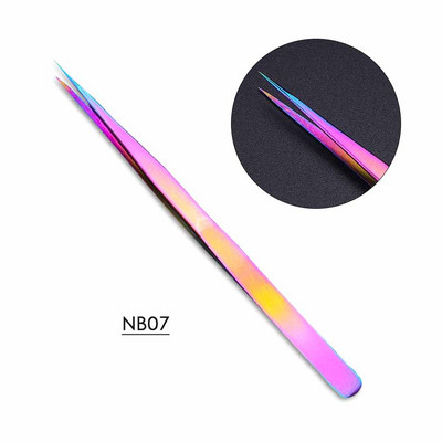 Επαγγελματικό τσιμπιδάκι νυχιών με δύο κεφαλές Αιχμηρό ίσιο τσιμπιδάκι σιλικόνης για διακόσμηση με αυτοκόλλητα Εργαλεία μανικιούρ BESN01-02