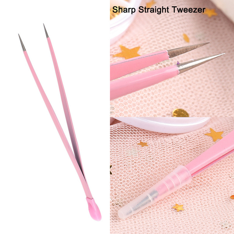 Επαγγελματικό τσιμπιδάκι νυχιών με δύο κεφαλές Αιχμηρό ίσιο τσιμπιδάκι σιλικόνης για διακόσμηση με αυτοκόλλητα Εργαλεία μανικιούρ BESN01-02