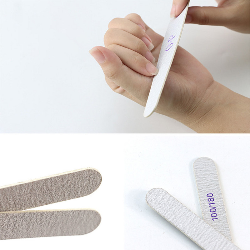 10Pcs/Lot Wood Chip Nail File 100/180 Professional Emery Board Buffer Μανικιούρ Γκρι διπλής όψεως Ξύλινα Buffers για πεντικιούρ