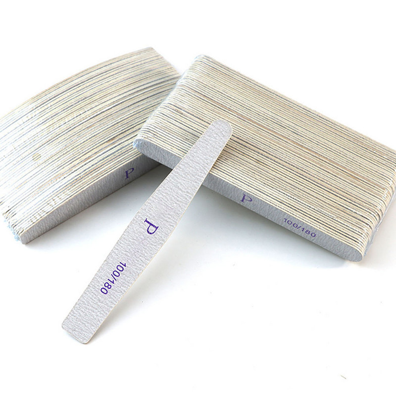 10Pcs/Lot Wood Chip Nail File 100/180 Professional Emery Board Buffer Μανικιούρ Γκρι διπλής όψεως Ξύλινα Buffers για πεντικιούρ