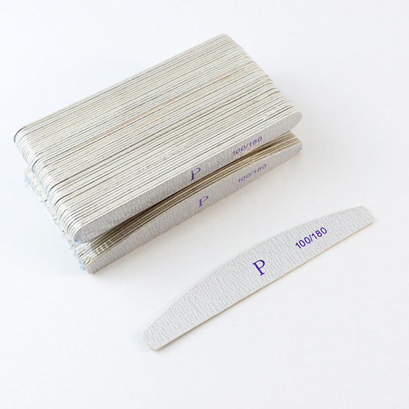 10Pcs/Lot Wood Chip Nail File 100/180 Professional Emery Board Buffer Μανικιούρ Γκρι διπλής όψεως Ξύλινα Buffers για πεντικιούρ