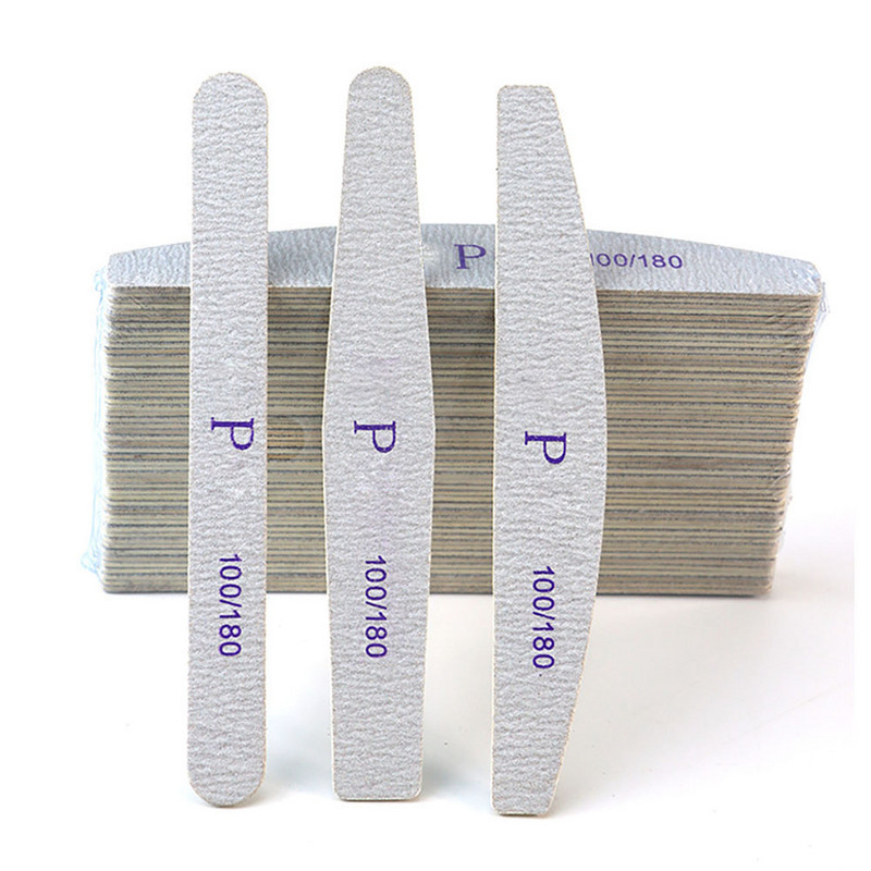10Pcs/Lot Wood Chip Nail File 100/180 Professional Emery Board Buffer Μανικιούρ Γκρι διπλής όψεως Ξύλινα Buffers για πεντικιούρ