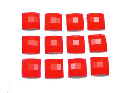 100 Μικτό Νέον Χρώμα Flatback Ακρυλικό Τετράγωνο Πολύτιμοι λίθοι 10X10mm Χωρίς Τρύπα