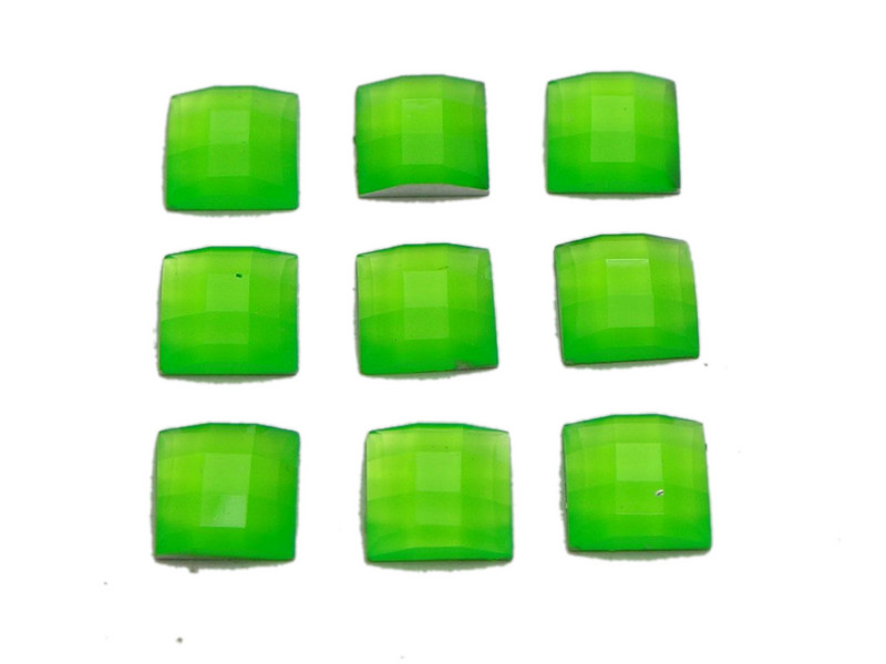 100 Μικτό Νέον Χρώμα Flatback Ακρυλικό Τετράγωνο Πολύτιμοι λίθοι 10X10mm Χωρίς Τρύπα