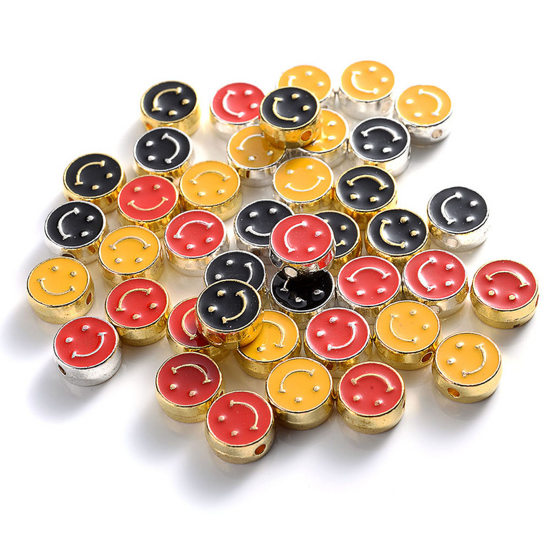 10 tk 8 mm värvi email Smiley Face ümmargused helmed ise ehete tegemiseks käevõru kaelakee naerupära helmed tarvikud võlu