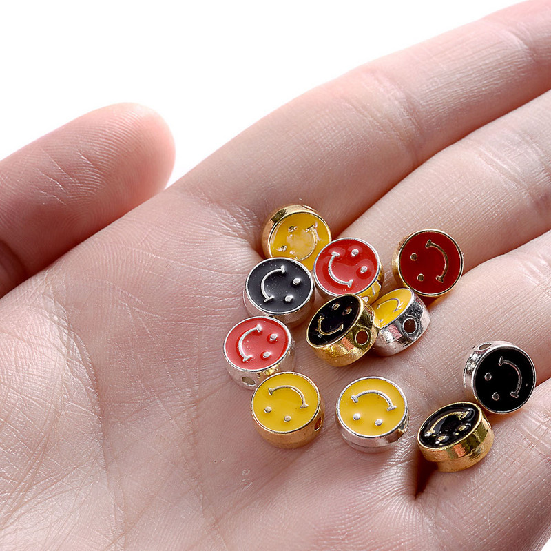 10 tk 8 mm värvi email Smiley Face ümmargused helmed ise ehete tegemiseks käevõru kaelakee naerupära helmed tarvikud võlu