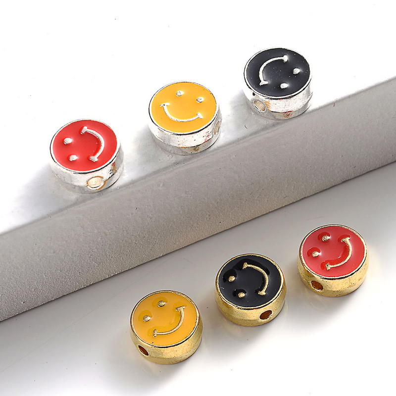 10 tk 8 mm värvi email Smiley Face ümmargused helmed ise ehete tegemiseks käevõru kaelakee naerupära helmed tarvikud võlu