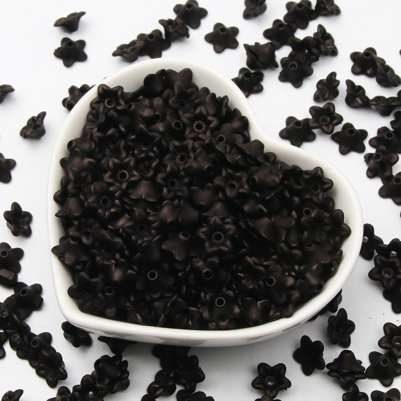 100 tk/partii 10 mm mustad matid akrüülhelmed lillevahehelmed ehete valmistamiseks isetehtud käevõru kaelakee helmemütsid Aksessuaarid