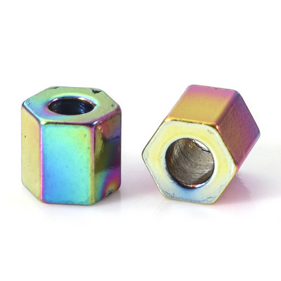 304 χάντρες από ανοξείδωτο ατσάλι Πολύχρωμες εξάγωνες χάντρες διαχωριστικού πρίσματος για DIY κοσμήματα κατασκευής κολιέ Βραχιόλια Μεταλλικές χάντρες, 10 τμχ