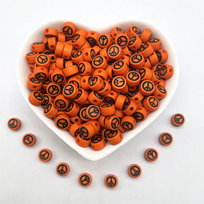 100 τμχ 7x4 χιλιοστά Οβάλ Σύμβολο Σύμβολο Ειρήνης Ακρυλικές Χαλαρές Χάντρες για Αξεσουάρ βραχιολιών DIY Κατασκευής κοσμημάτων