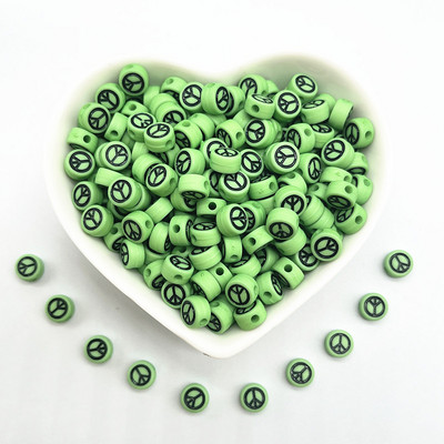 100 τμχ 7x4 χιλιοστά Οβάλ Σύμβολο Σύμβολο Ειρήνης Ακρυλικές Χαλαρές Χάντρες για Αξεσουάρ βραχιολιών DIY Κατασκευής κοσμημάτων