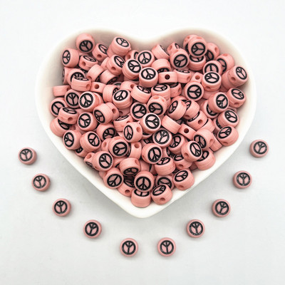 100 τμχ 7x4 χιλιοστά Οβάλ Σύμβολο Σύμβολο Ειρήνης Ακρυλικές Χαλαρές Χάντρες για Αξεσουάρ βραχιολιών DIY Κατασκευής κοσμημάτων