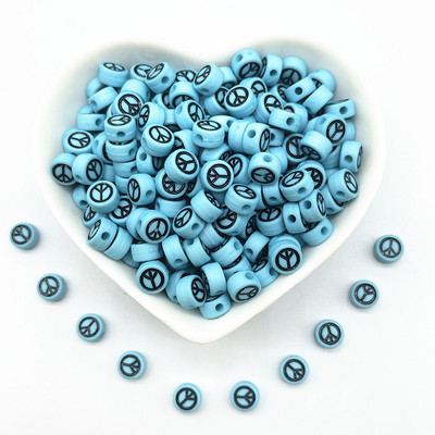 100 τμχ 7x4 χιλιοστά Οβάλ Σύμβολο Σύμβολο Ειρήνης Ακρυλικές Χαλαρές Χάντρες για Αξεσουάρ βραχιολιών DIY Κατασκευής κοσμημάτων