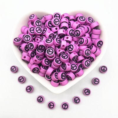 100 τμχ 7x4 χιλιοστά Οβάλ Σύμβολο Σύμβολο Ειρήνης Ακρυλικές Χαλαρές Χάντρες για Αξεσουάρ βραχιολιών DIY Κατασκευής κοσμημάτων