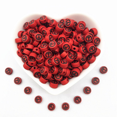 100 τμχ 7x4 χιλιοστά Οβάλ Σύμβολο Σύμβολο Ειρήνης Ακρυλικές Χαλαρές Χάντρες για Αξεσουάρ βραχιολιών DIY Κατασκευής κοσμημάτων