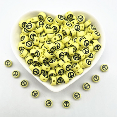 100 τμχ 7x4 χιλιοστά Οβάλ Σύμβολο Σύμβολο Ειρήνης Ακρυλικές Χαλαρές Χάντρες για Αξεσουάρ βραχιολιών DIY Κατασκευής κοσμημάτων